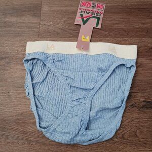 New Vintage LA Gear Women's Panties Underwear Hi Cut Ribbed Size 6 Light Blue